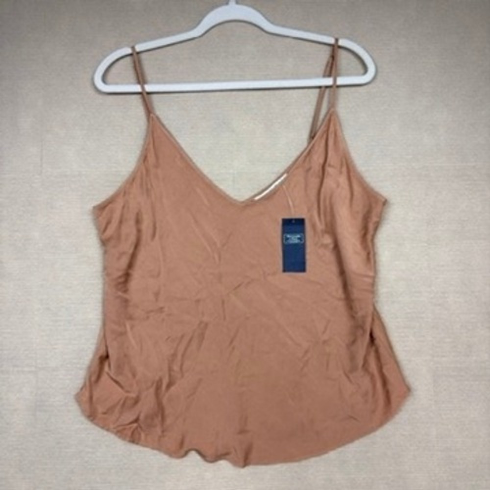 Abercrombie & Fitch Women L Satin V-Neck Camisole Tank Top Dusty Rose NWT